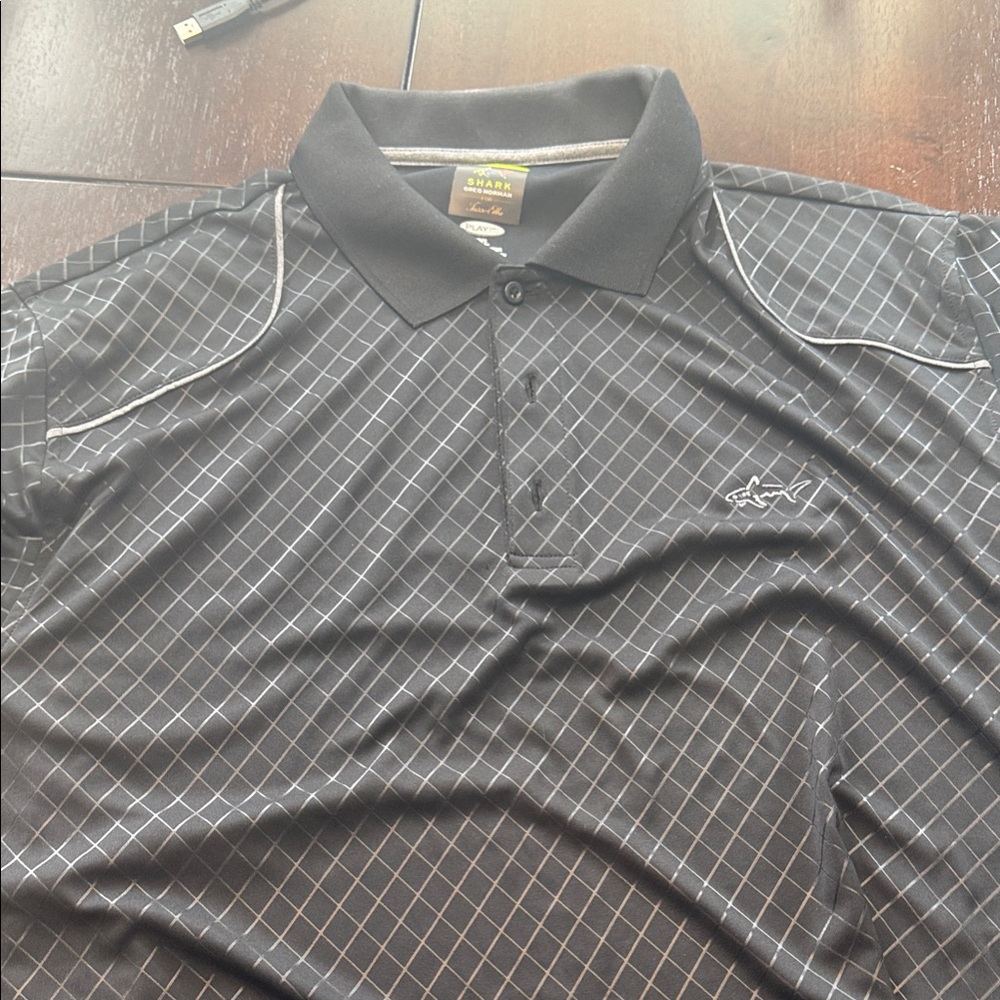 Attack Life by Greg Norman Charcoal Grid Polo